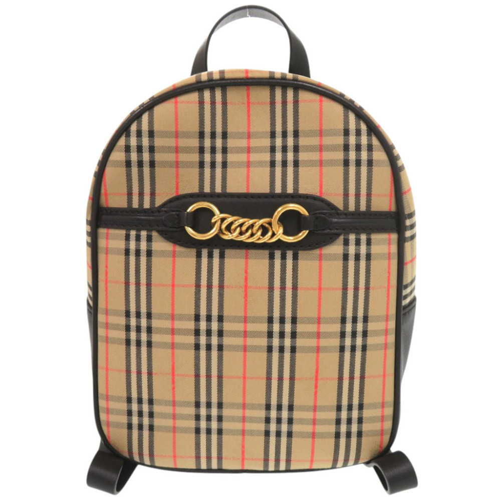 Burberry Check Pattern Cotton Leather Beige Backpack 1314BURBERRY